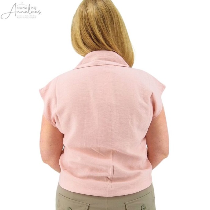 Anna Menotti Blouse ML kraag strik Rose